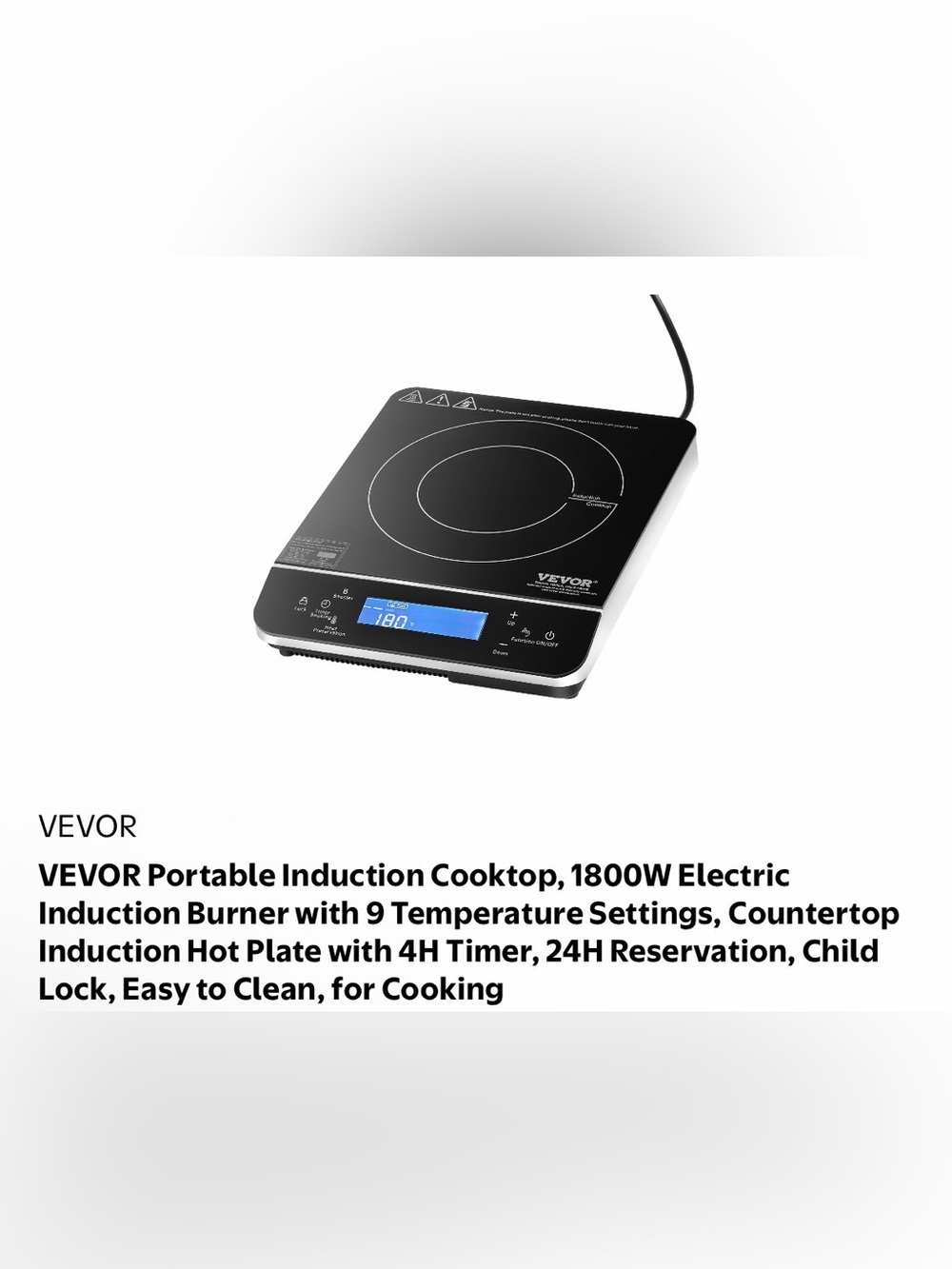 VEVOR Portable Induction Cooktop - Black